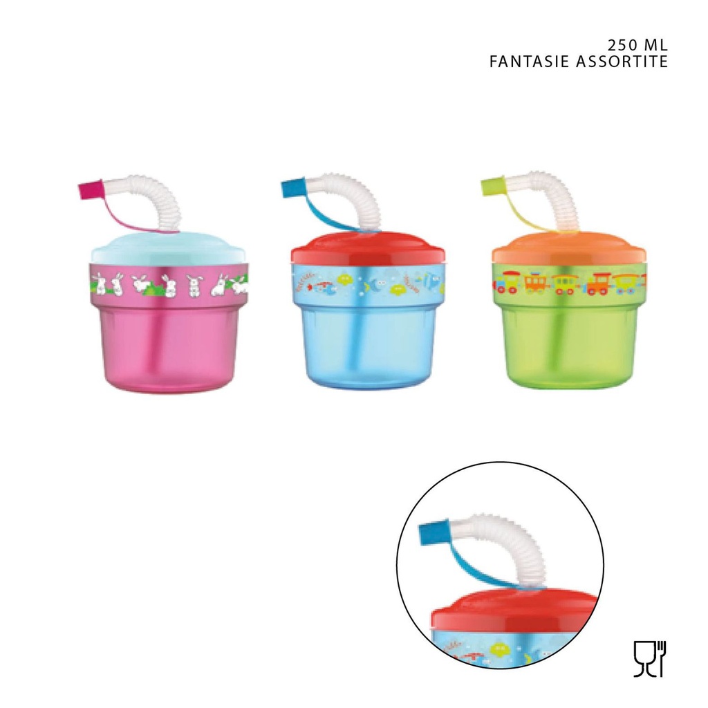 Vaso para niños con pajita 250ml resistente y seguro