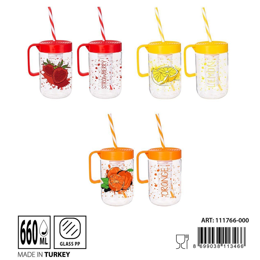 Vaso con pajita 660 ml para bebidas