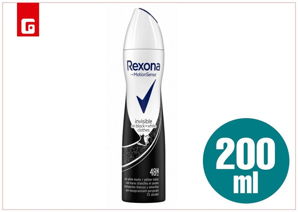 Desodorante Rexona woman invisible on black 200ml