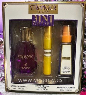 Set de regalo 3 en 1 Stranger Femme para perfumes y cosméticos