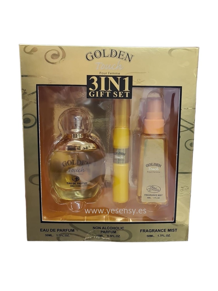 Set de regalo perfume Golden Touch 3 en 1 para mujer