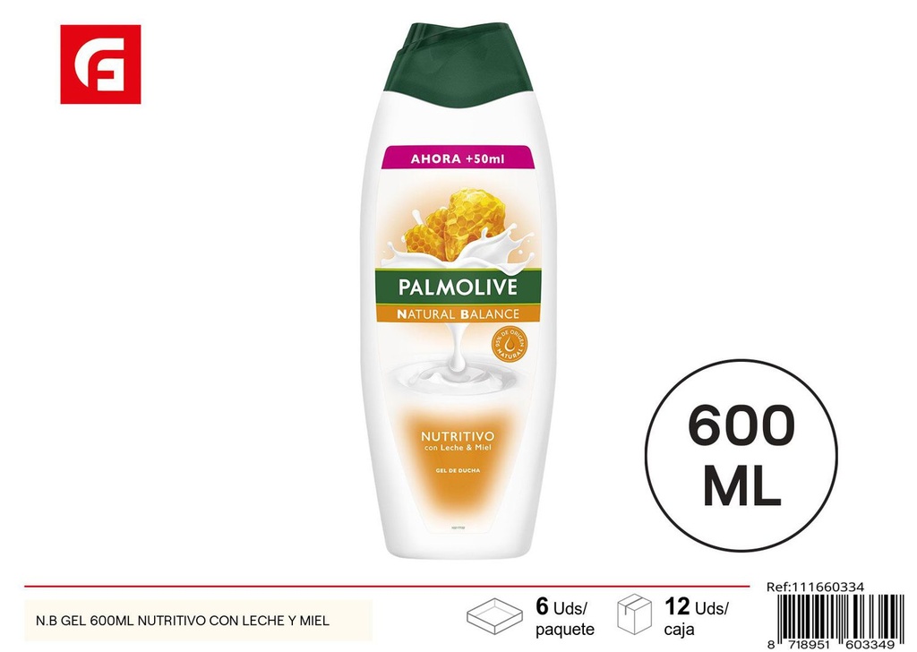 Gel de ducha nutritivo con leche y miel 600ml