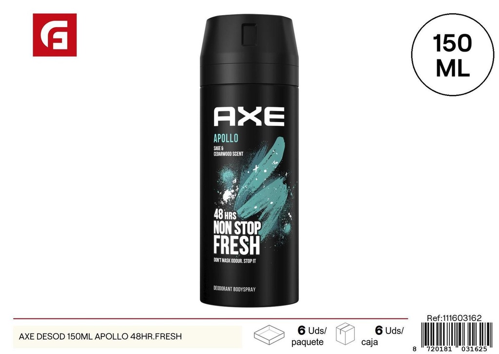 Desodorante Axe Apollo 150ml 48hr Fresh