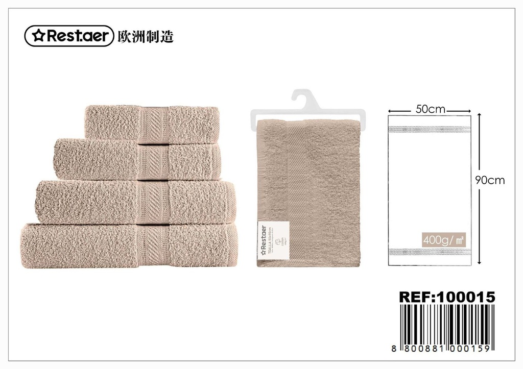 Toalla color avena 50x90 cm 400 g - Textiles del hogar