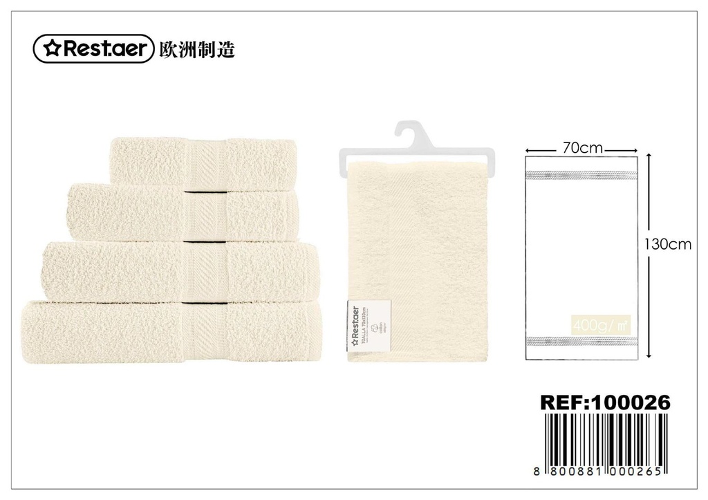 Toalla crema 70x130cm 400g para baño