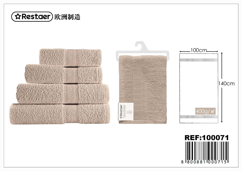 Toalla de baño avena 100x140cm 400g absorbente y suave