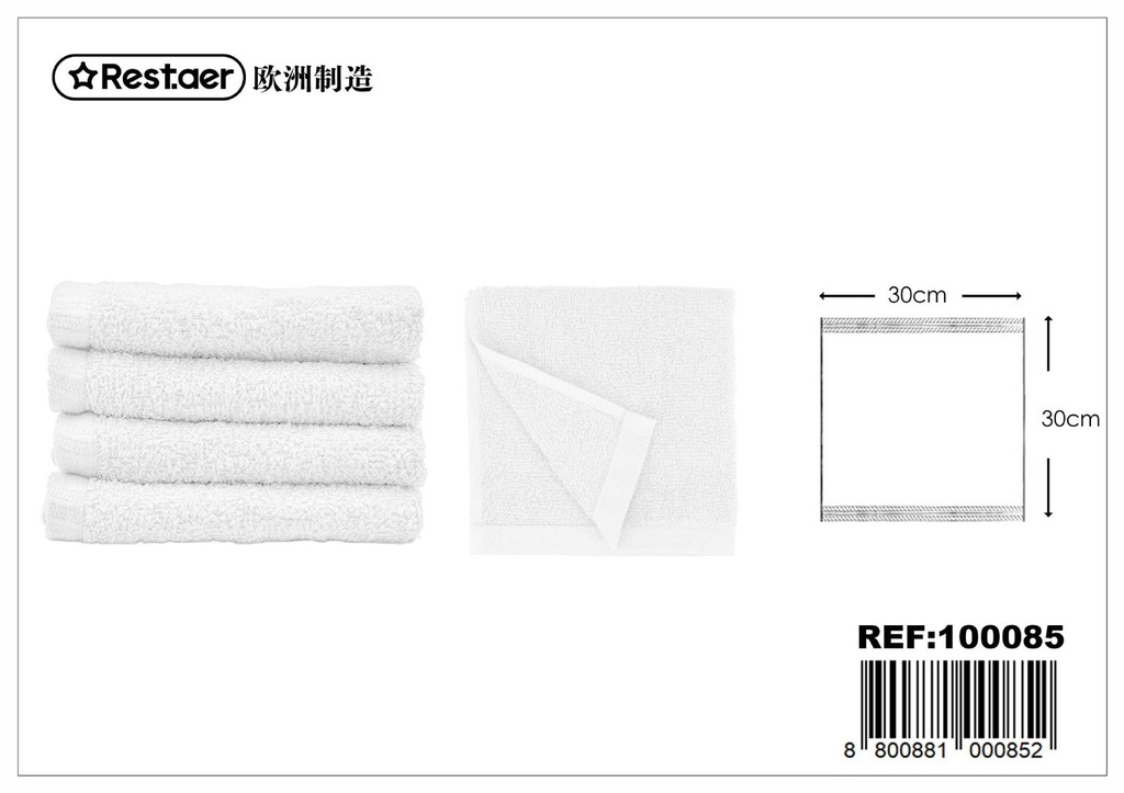 Toalla facial blanca 30*30 cm 300 g - Toallas para el cuidado personal