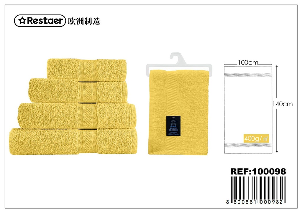 Toalla 100x140cm amarillo para baño