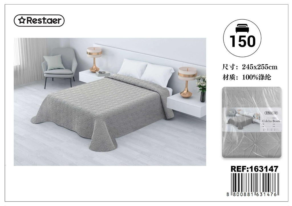 Funda de cama 150cm 245x255 gris ECOBUTI para dormitorio