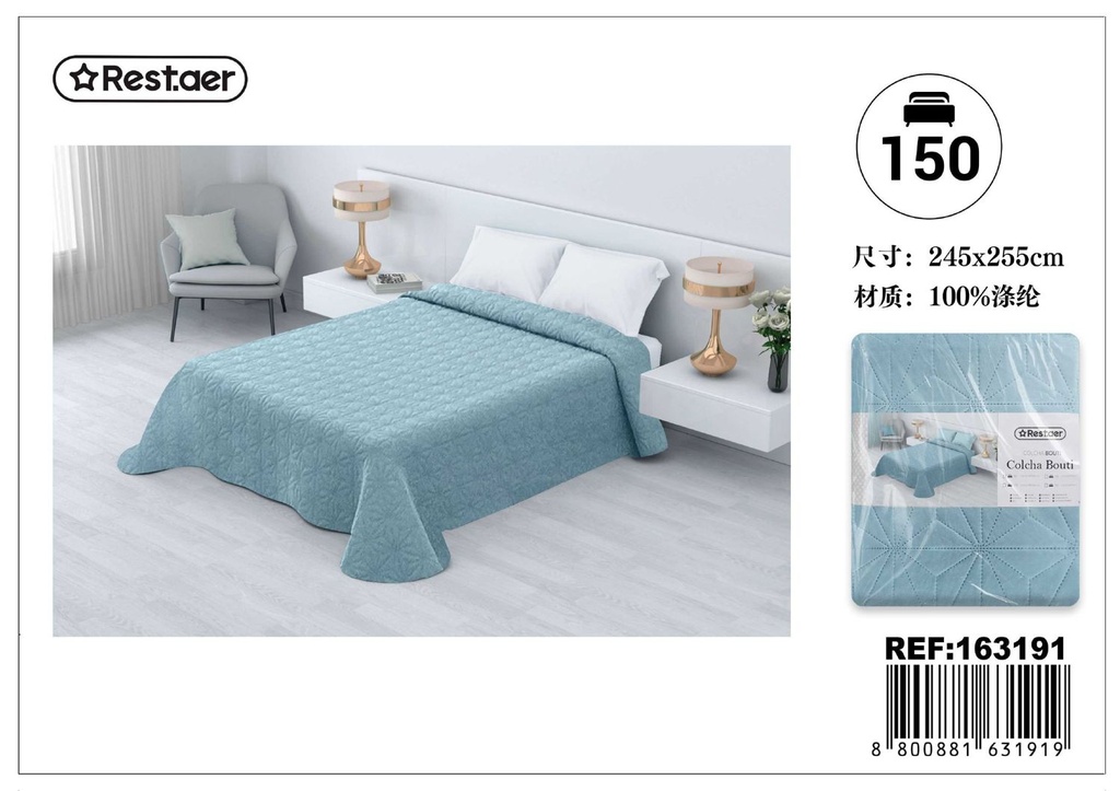 Edredón turco azul 150cm 245x255 para cama