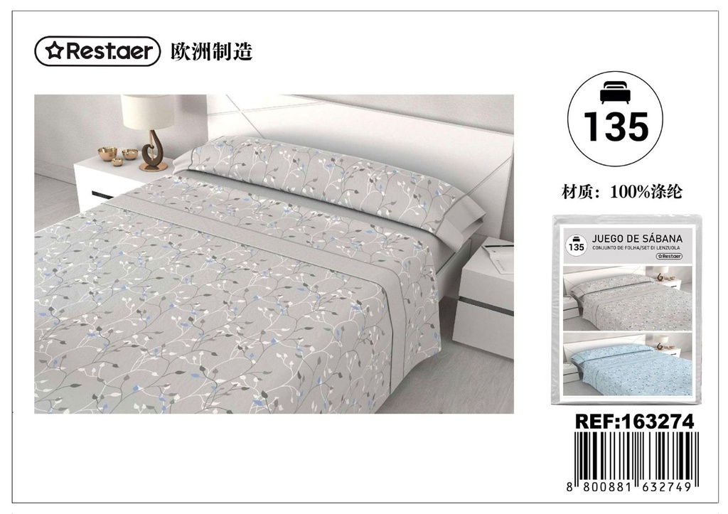 Juego de sábanas 135cm Argos Grey para cama