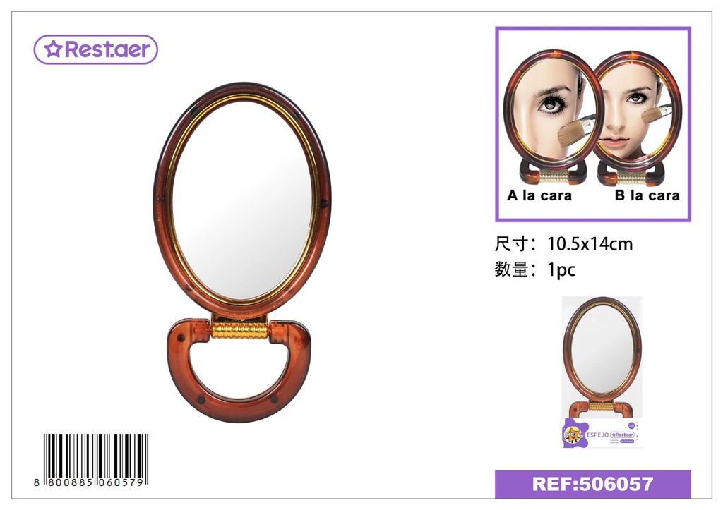 Espejo ovalado de plástico 5 pulgadas - Accesorios de belleza