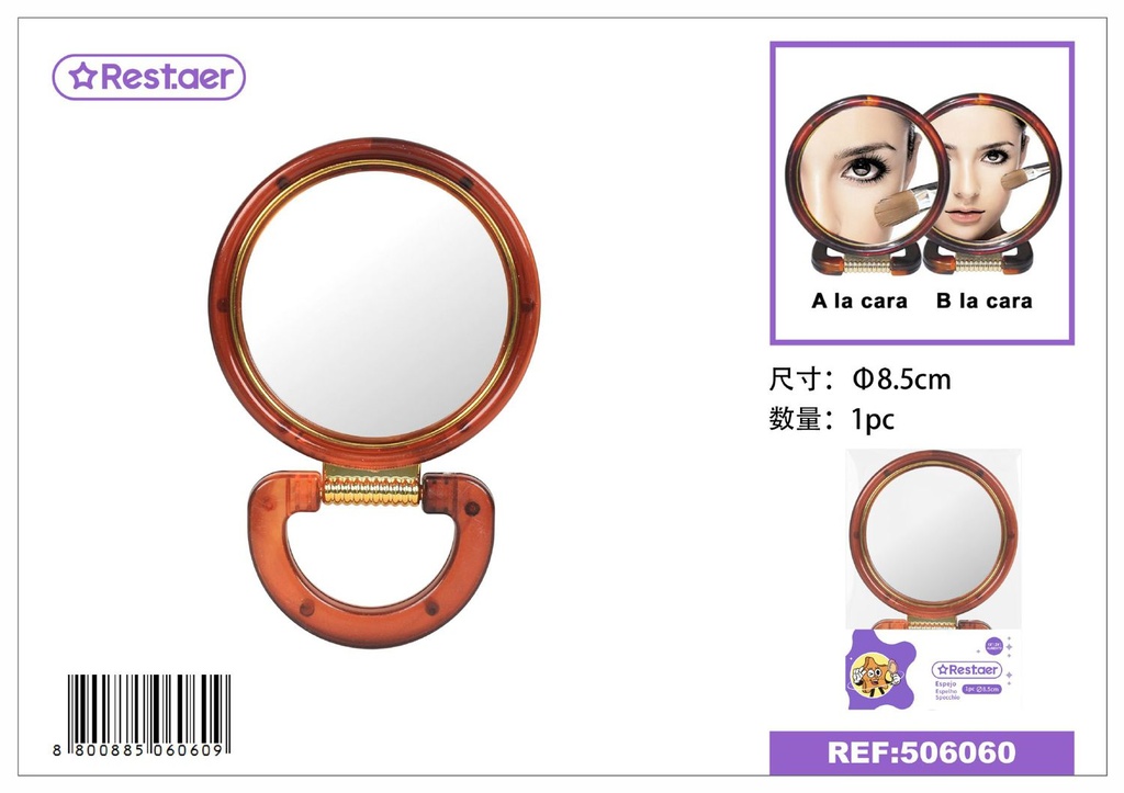 Espejo redondo de plástico 4 pulgadas - Espejos de maquillaje