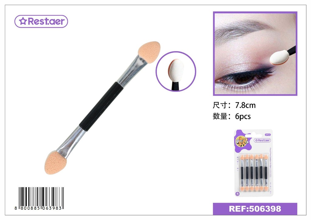 Palito doble cabeza para sombra de ojos 6pcs para maquillaje