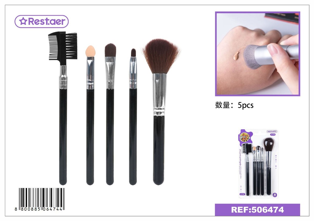 Set de brochas de maquillaje 5 piezas para maquillaje profesional