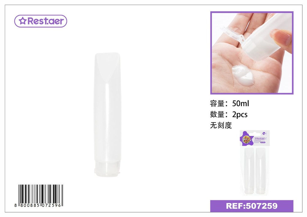 Tubo multiusos 50ml 2pcs para cremas y líquidos