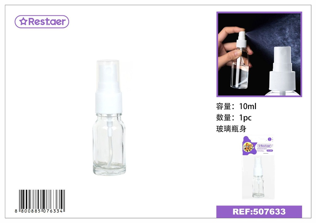 Botella de spray 10ml para cosmética y belleza