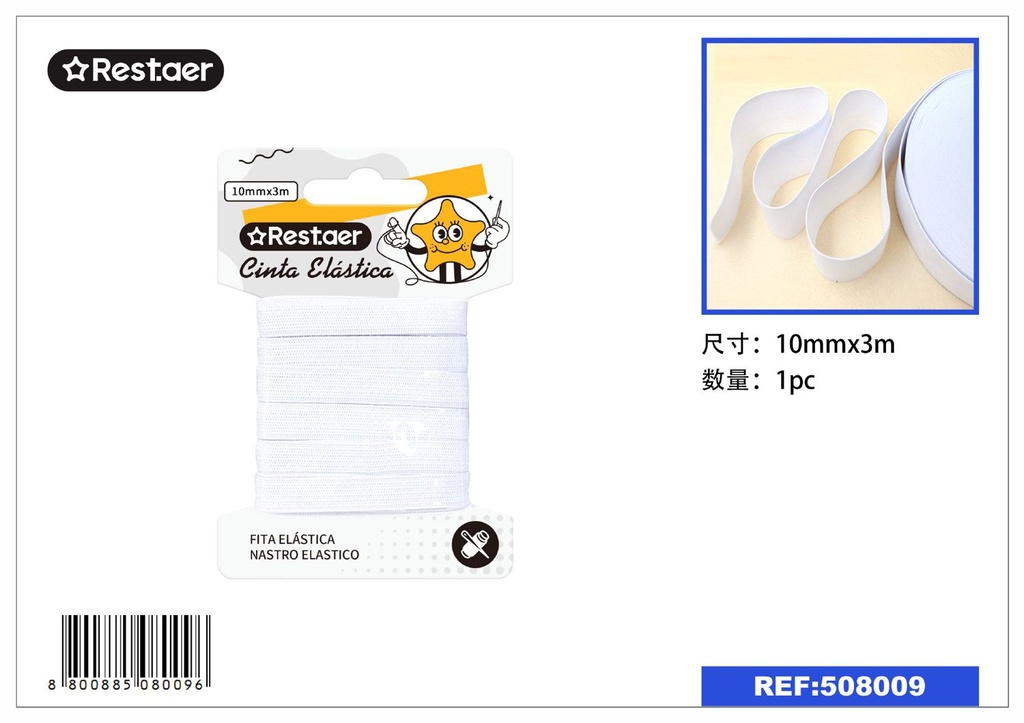 Elástico blanco 10mm*3m - Accesorios de costura