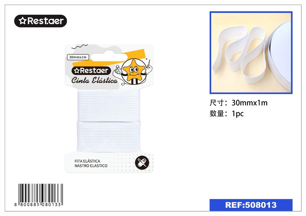 Elástico blanco 30mm*1m - Accesorios de costura