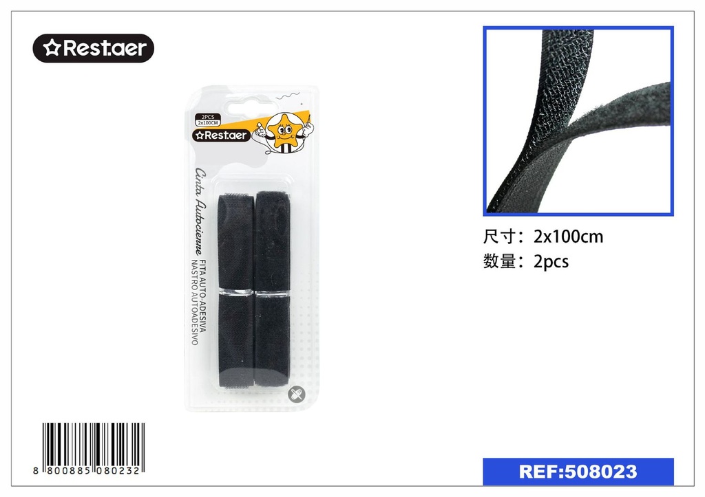 Cinta autoadhesiva 2pcs 2*100cm negro para manualidades