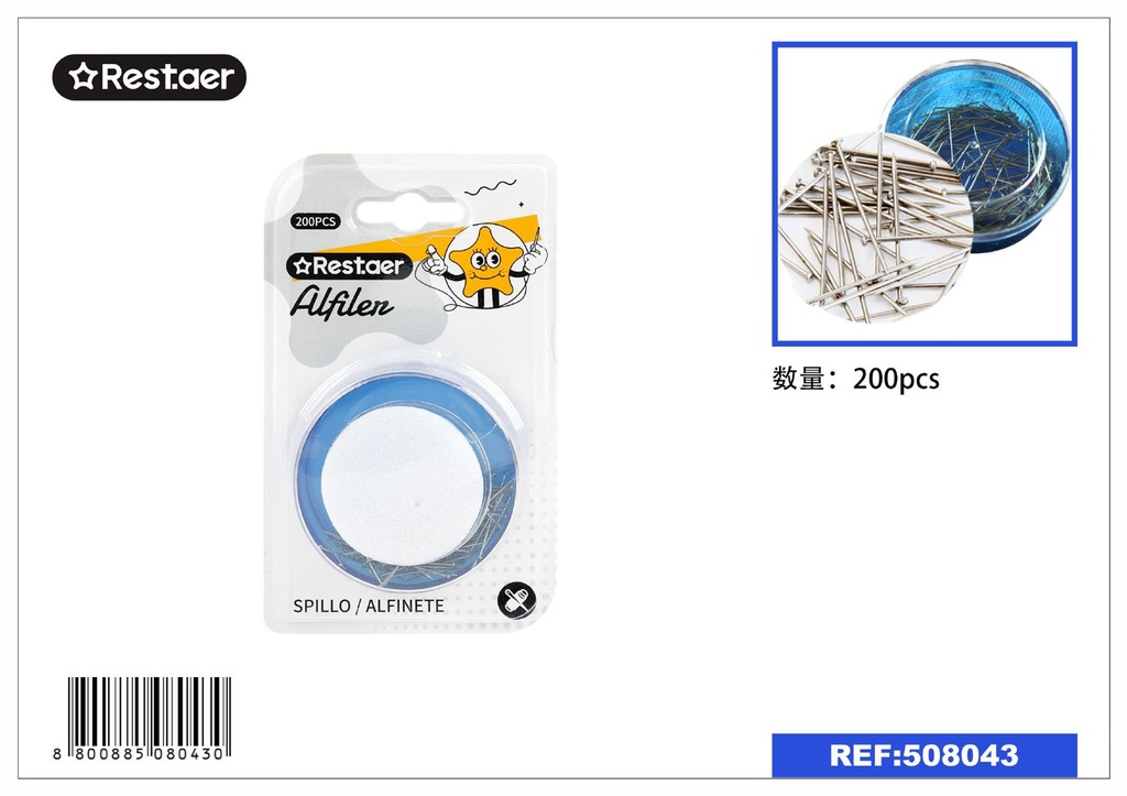 Alfileres 200pcs con caja redonda para costura