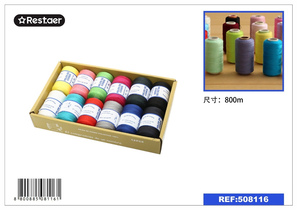 Hilo de coser 800M multicolor para costura