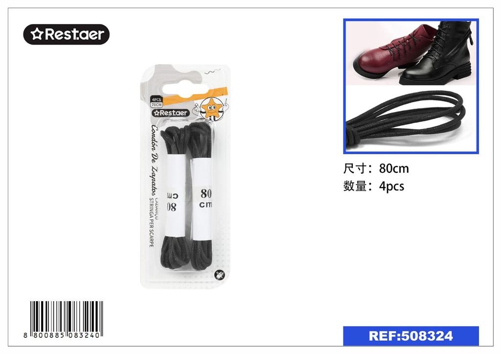 Cordones de cuero (negro) 80 cm - Cuerdas para zapatos
