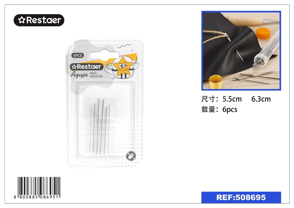 Agujas para ensartar perlas 6 pcs - Accesorios de costura