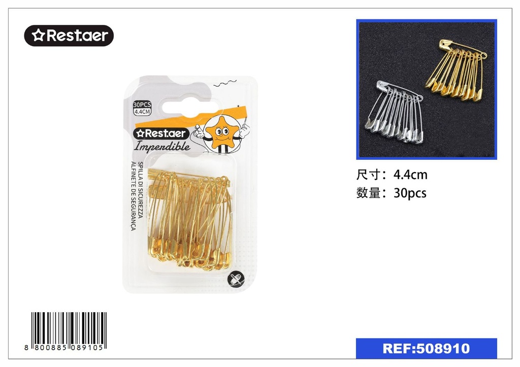 Imperdible dorado 4.4cm 30pcs para costura