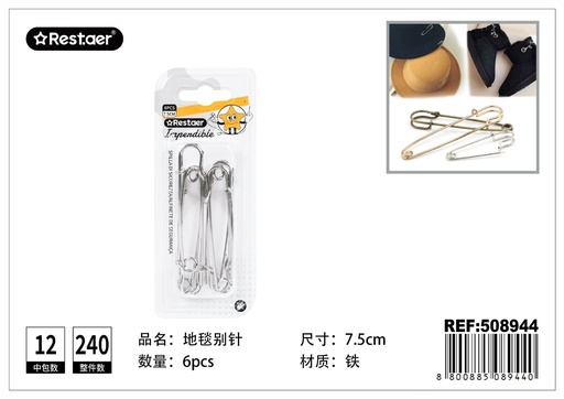 [508944] Imperdible 6pcs 7.5cm - Ganchos de seguridad
