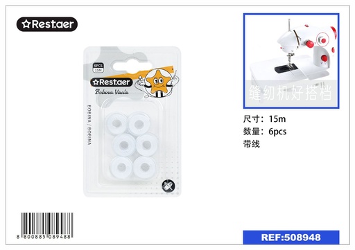 [508948] Bobinas de hilo blanco 6pcs x 15m