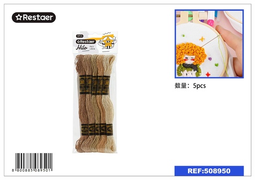 [508950] Hilo de bordado en colores 5PCS - Hilos para manualidades