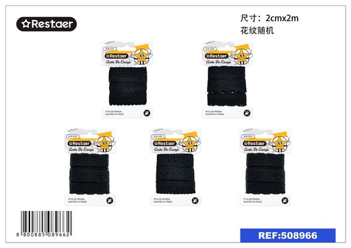 [508966] Cinta de encaje 2.0CM*2M negro - Accesorios de costura