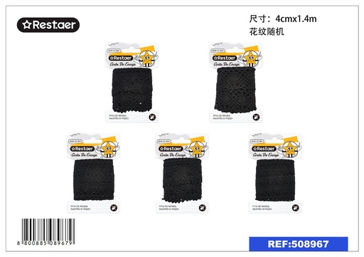 [508967] Cinta de encaje 4CM*1.4M negro - Accesorios de costura