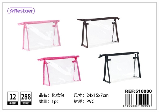 [510000] Neceser transparente mediano 24x15x7 cm - Accesorios de belleza