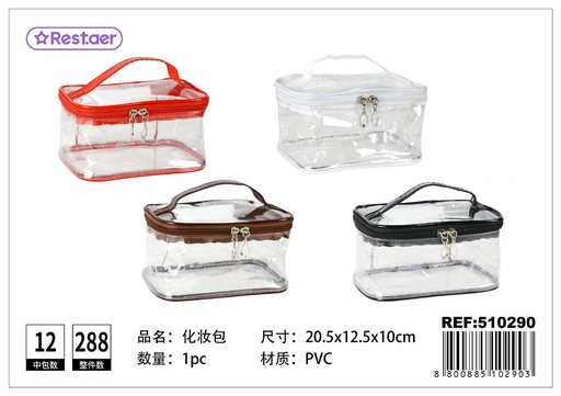 [510290] Neceser de maquillaje transparente rectangular 18.5x12.5x10cm