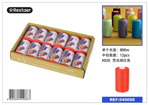 [540088] Hilo de 800 metros color naranja neón - Material de costura