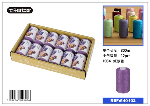 [540102] Hilo de 800 metros color púrpura oscuro - Material de costura
