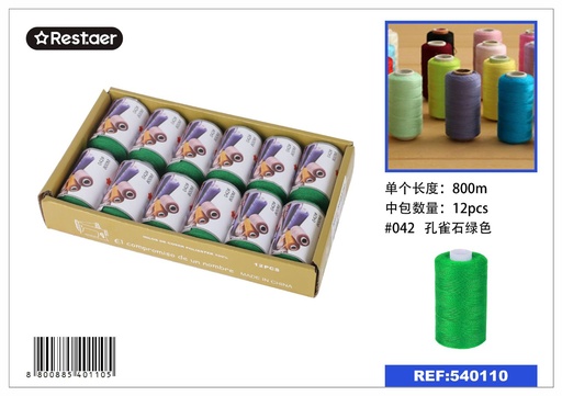 [540110] Hilo de 800 metros color verde esmeralda - Material de costura