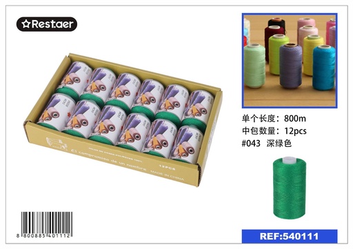 [540111] Hilo de 800 metros color verde oscuro - Material de costura