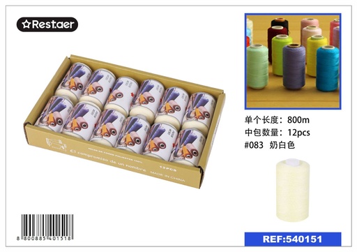 [540151] Hilo de 800 metros color blanco roto - Material de costura
