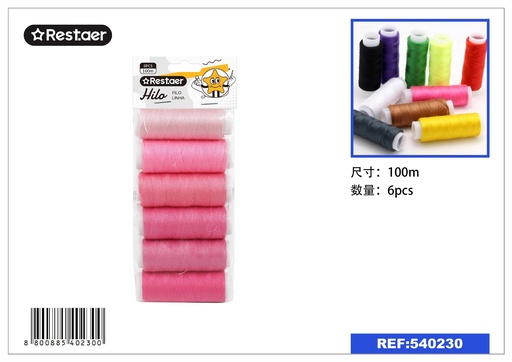 [540230] HILO (gradiente rosa) 6PCS 100M - Accesorios de costura