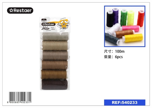 [540233] HILO (gradiente marrón) 6PCS 100M - Accesorios de costura