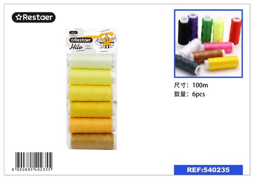 [540235] Hilo 100m (gradiente amarillo) 6pcs para costura