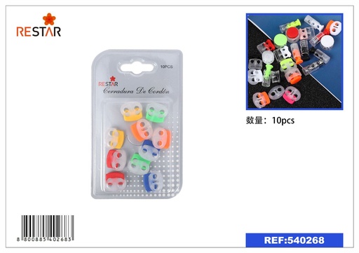 [540268] Cerradura de cordón de colores 10 pcs - Botones y cremalleras