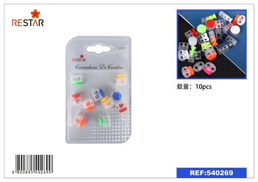 [540269] Cerradura de cordón de colores 10 pcs - Botones y cremalleras