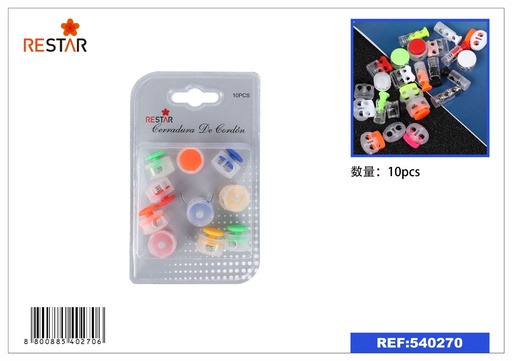 [540270] Cerradura de cordón de colores 10 pcs - Botones y cremalleras