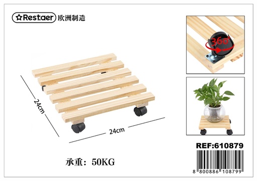 [610879] Soporte cuadrado de madera 24x24cm - Decoración del hogar
