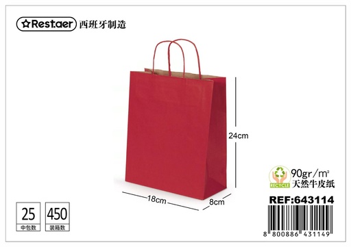 [643114] Bolsa de regalo roja 18x8x24cm para regalos