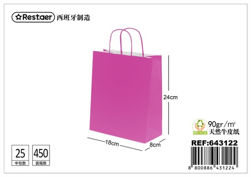 [643122] Bolsa de regalo fucsia 18x8x24cm para regalos